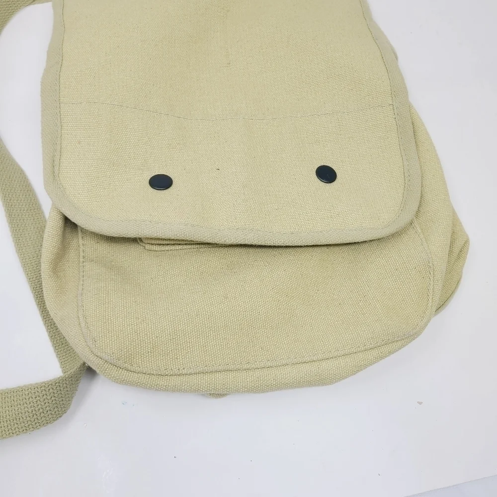 Unbranded | Unisex Vintage Beige Canvas Shoulder Bookbag or Backpack (One Size)
